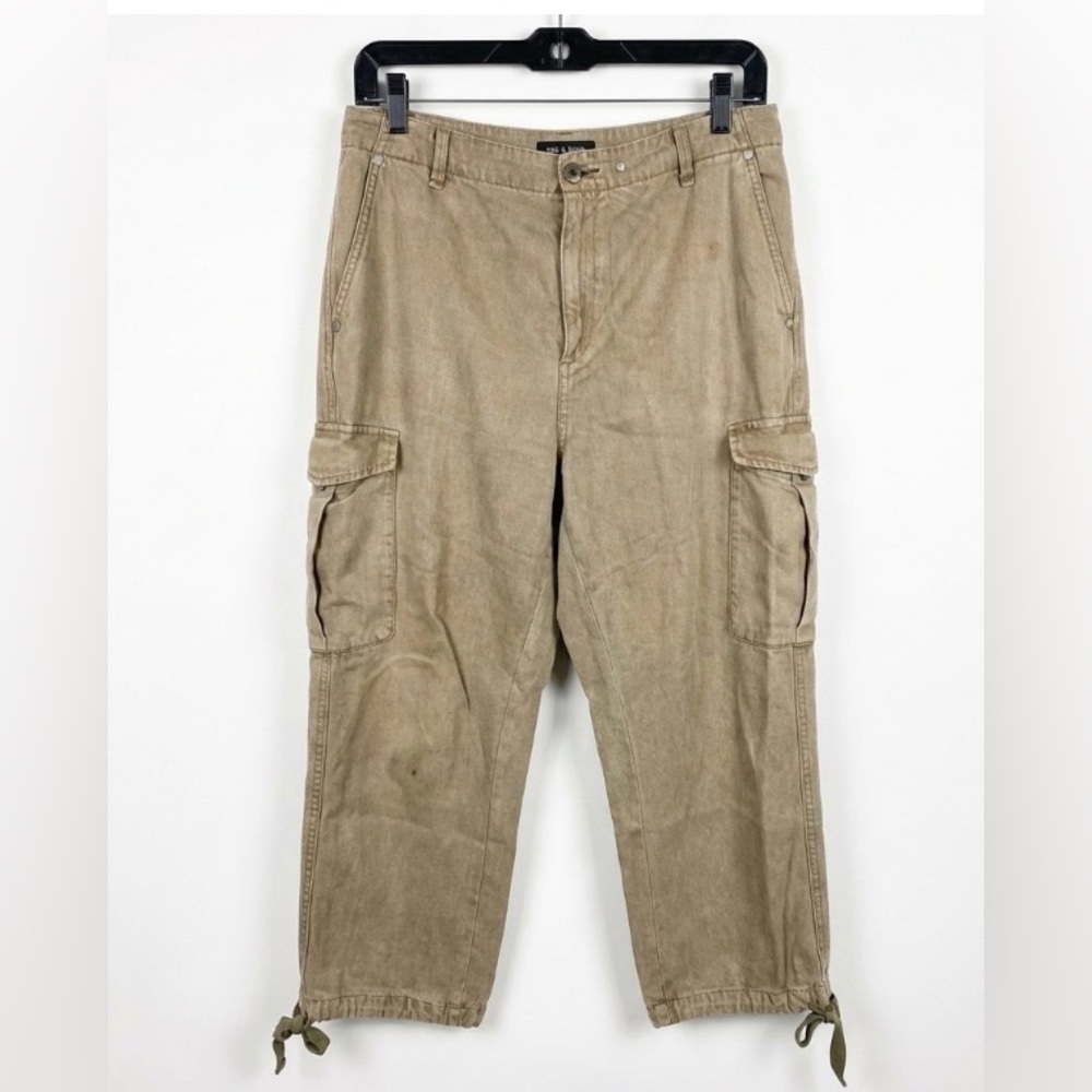 RAG & BONE Tan Cotton Tencel Crop Cargo Pants 33